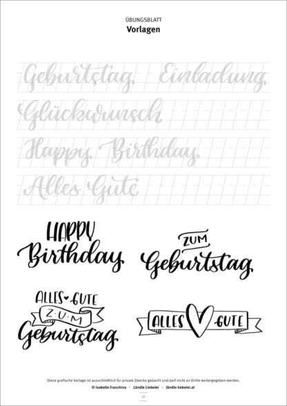 Brush-Lettering & Faux Calligraphy Übungsunterlagen by Ländle Liebelei