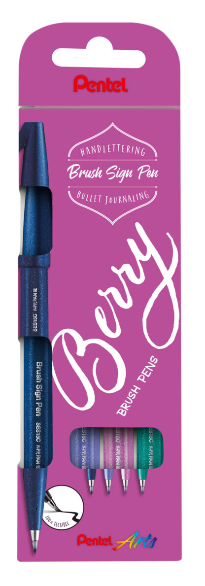 Pentel Brush Sign Pen 4er Set Berry