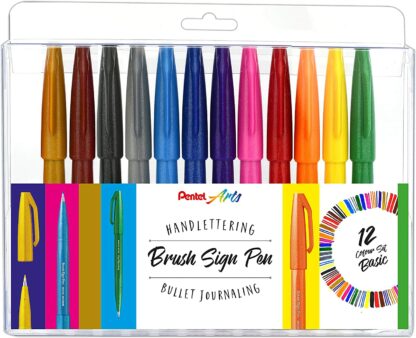 Pentel Brush Sign Pen, 12er Set Basic