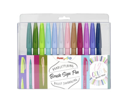 Pentel Brush Sign Pen, 12er Set Pastel