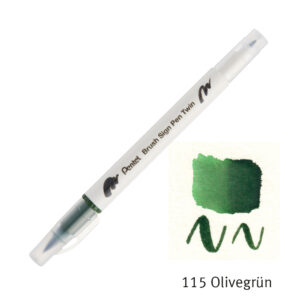 Pentel Brush Sign Pen Twin 115 Olivgrün
