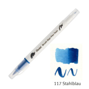 Pentel Brush Sign Pen Twin 117 Stahlblau
