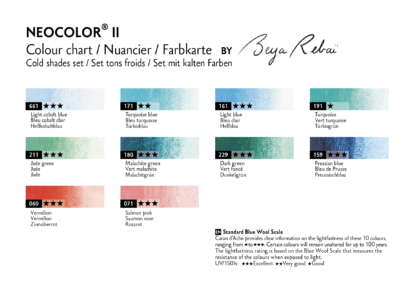 Caran d'Ache Neolcolor II 10er Sets by Beya Rebaï, kalte Farben