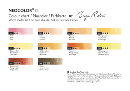 Caran d'Ache Neolcolor II 10er Sets by Beya Rebaï, warme Farben