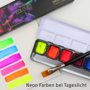 Finetec Premium Aquarellfarben Neon Farben bei Tageslicht