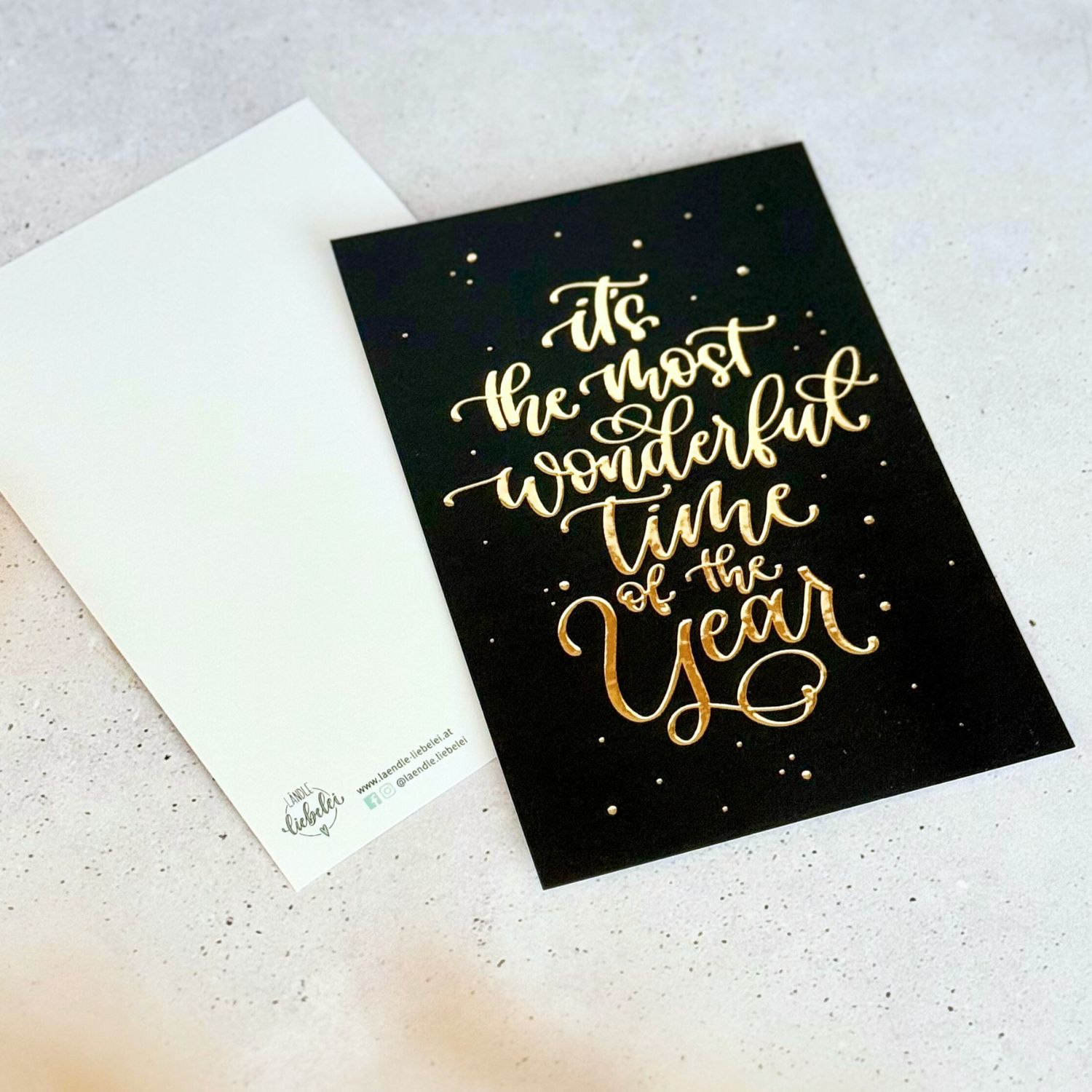 Postkarte "Wonderful time", Schwarz