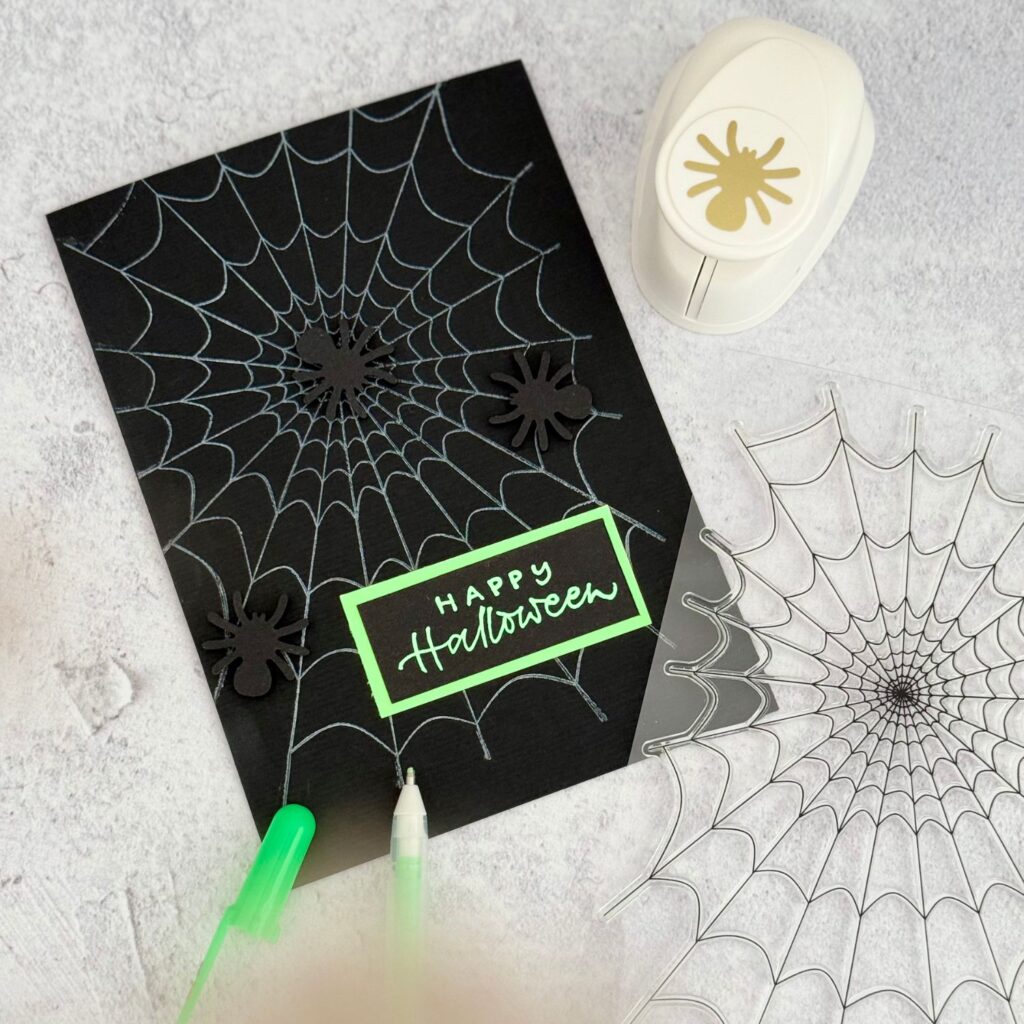 Motivstanzer-Set Halloween | XL-Clearstamp Spinnennetz